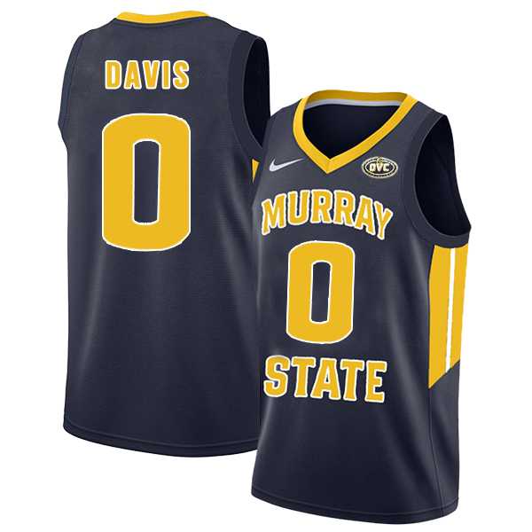 Murray State Racers #0 Mike Davis Navy College Basketball Jersey